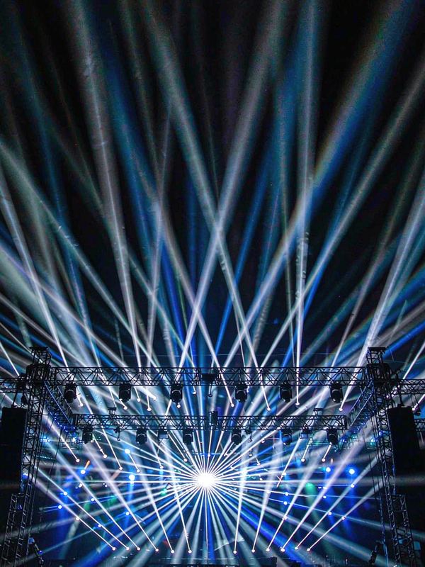 Stage lighting product line: beam, wash and spot moving heads